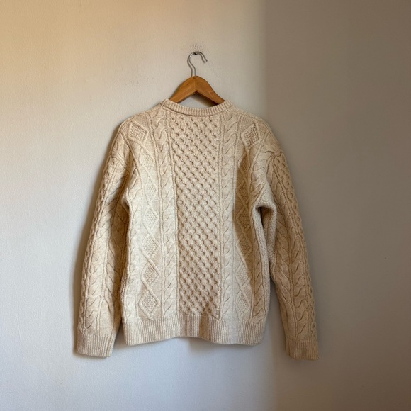 Wills 100% Wool Sweater Size S Cream Beige Cable Knit Men’s - Picture 13 of 15